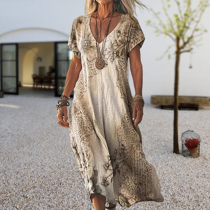 Demitry | Airy Vintage Print Midi Dress