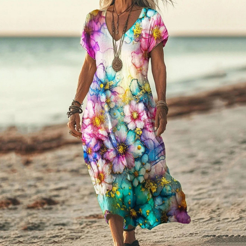 Demitry | Airy Vintage Print Midi Dress