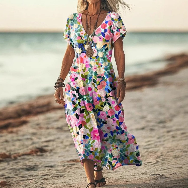 Demitry | Airy Vintage Print Midi Dress