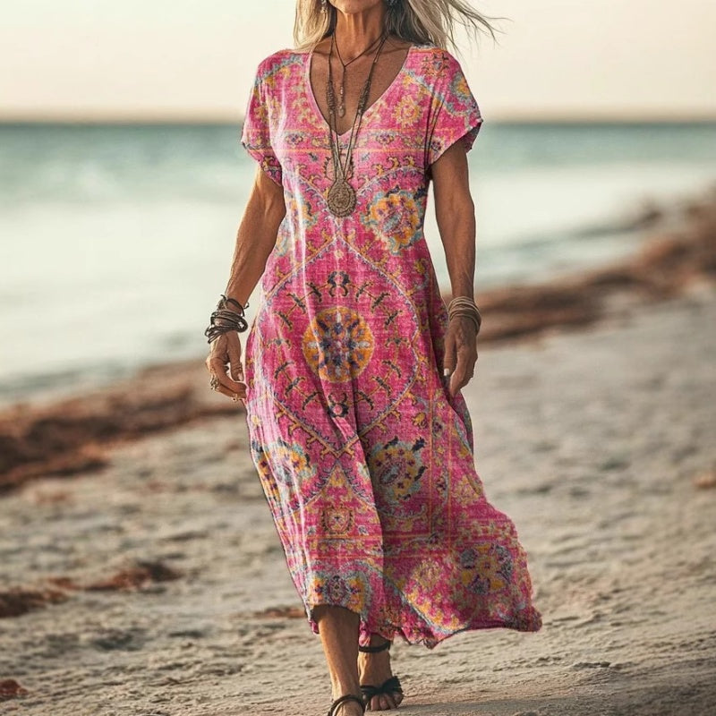 Demitry | Airy Vintage Print Midi Dress