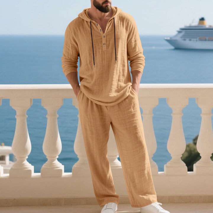 Men’s Casual Hooded Loose Top & Trousers 2-Piece Set