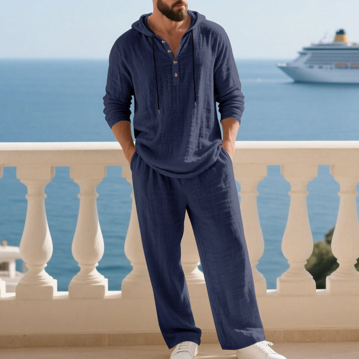Men’s Casual Hooded Loose Top & Trousers 2-Piece Set