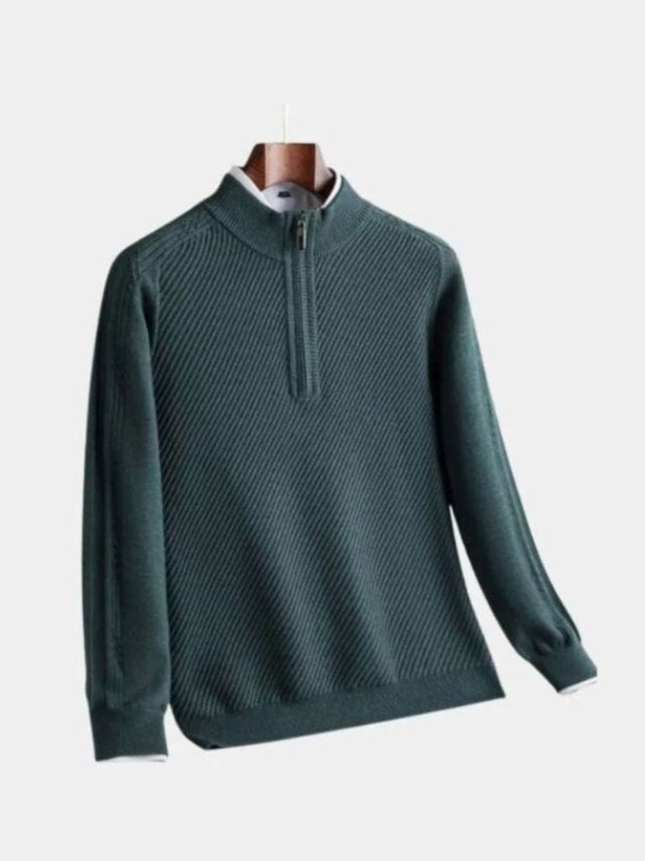 Strathmore | Stripe Quarter Zip Wool Sweater