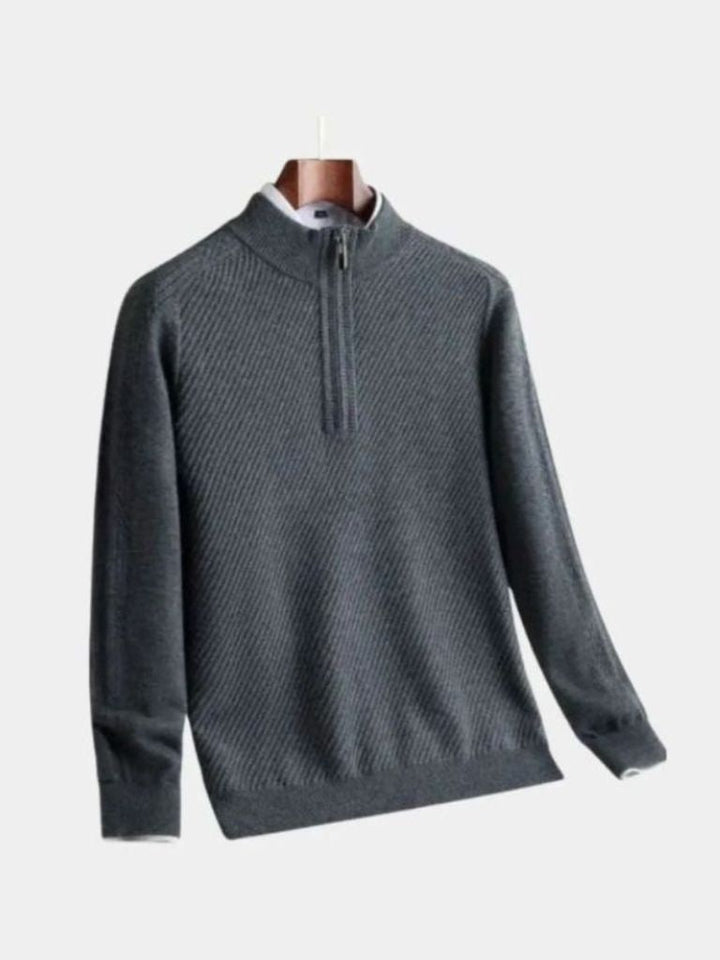 Strathmore | Stripe Quarter Zip Wool Sweater
