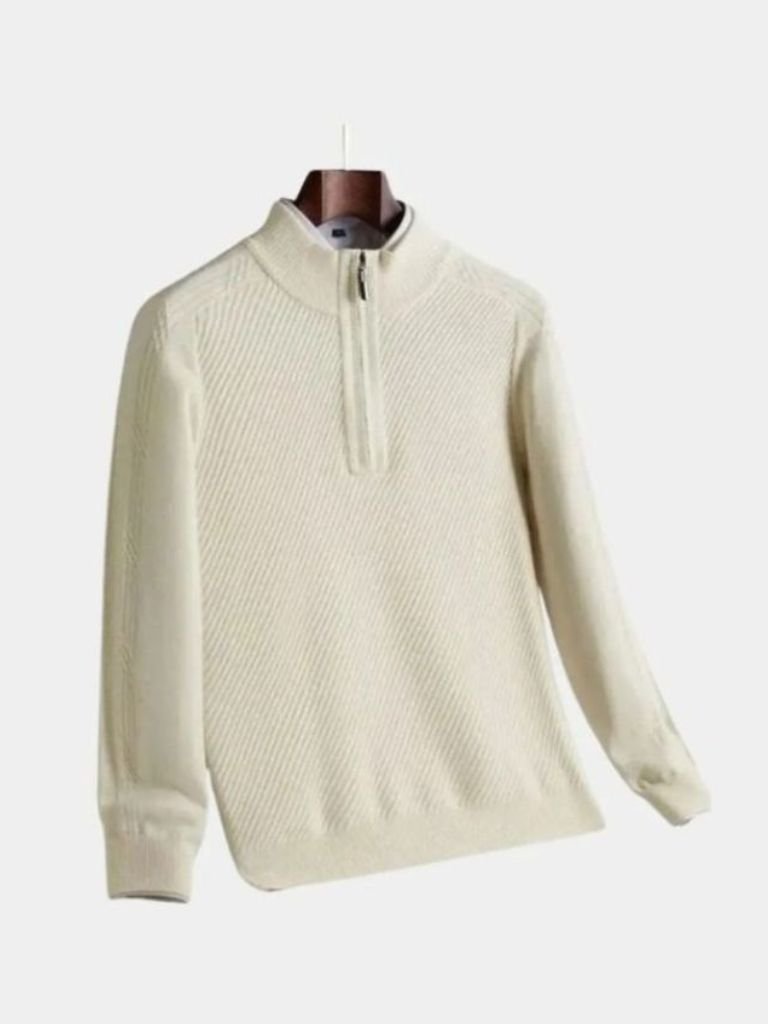 Strathmore | Stripe Quarter Zip Wool Sweater