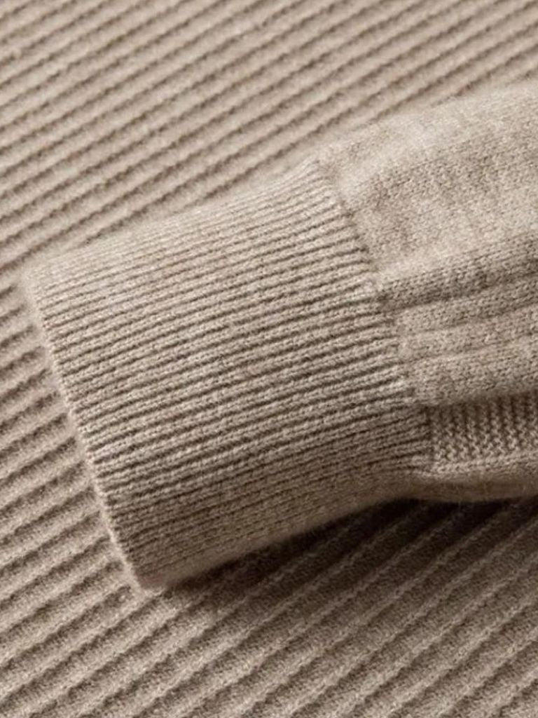 Strathmore | Stripe Quarter Zip Wool Sweater