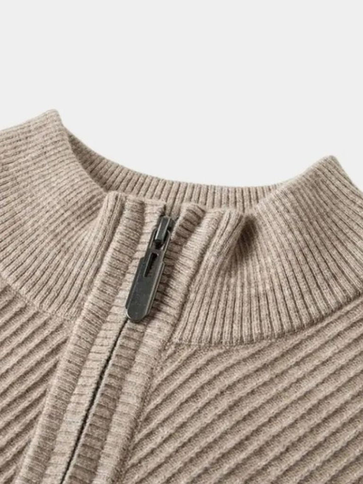 Strathmore | Stripe Quarter Zip Wool Sweater