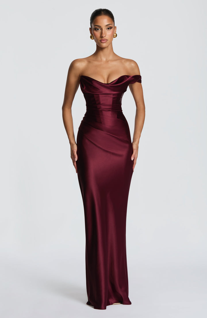 Thalassa | One-Shoulder Maxi Dress - Cherry Lacquer