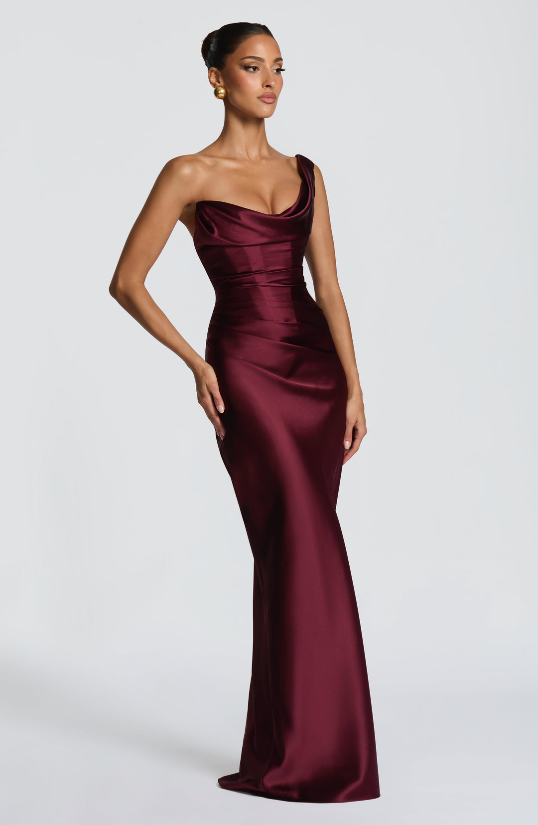Thalassa | One-Shoulder Maxi Dress - Cherry Lacquer
