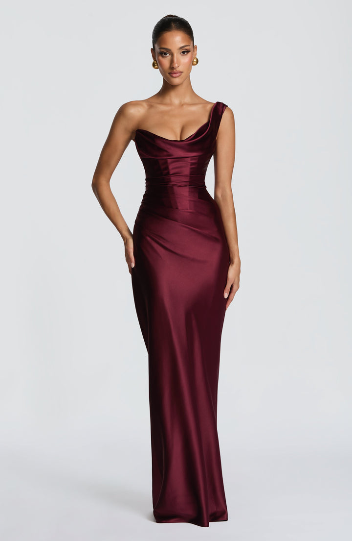 Thalassa | One-Shoulder Maxi Dress - Cherry Lacquer