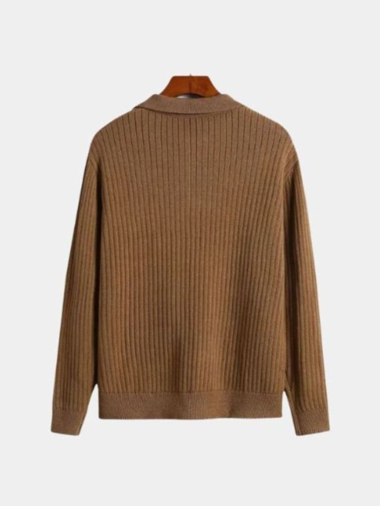 Renzo | Ribbed V-Neck Polo Sweater