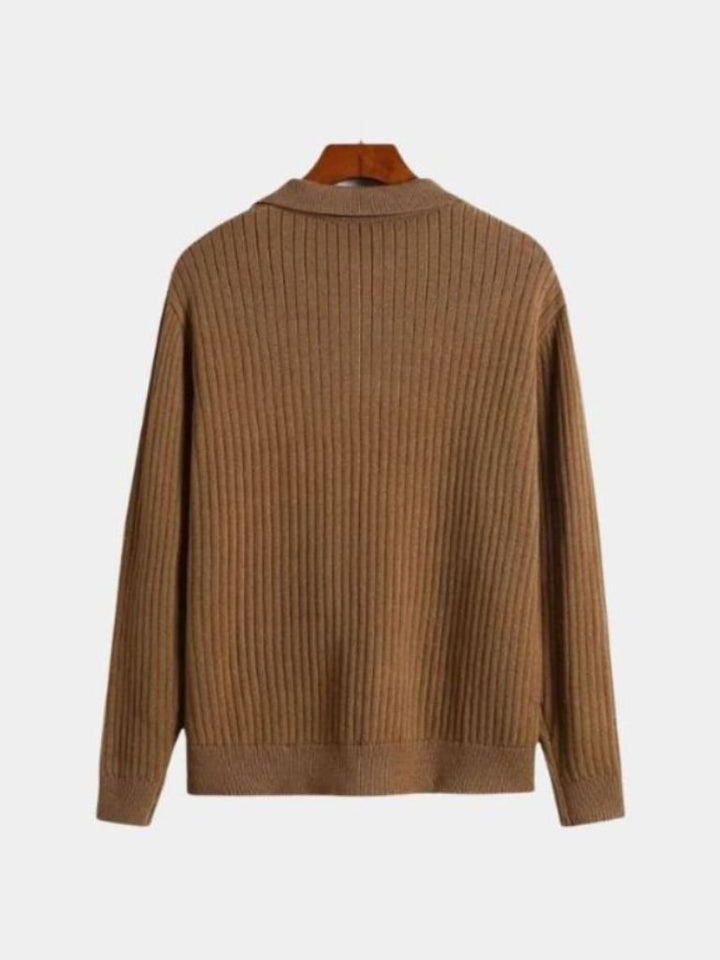 Renzo | Ribbed V-Neck Polo Sweater