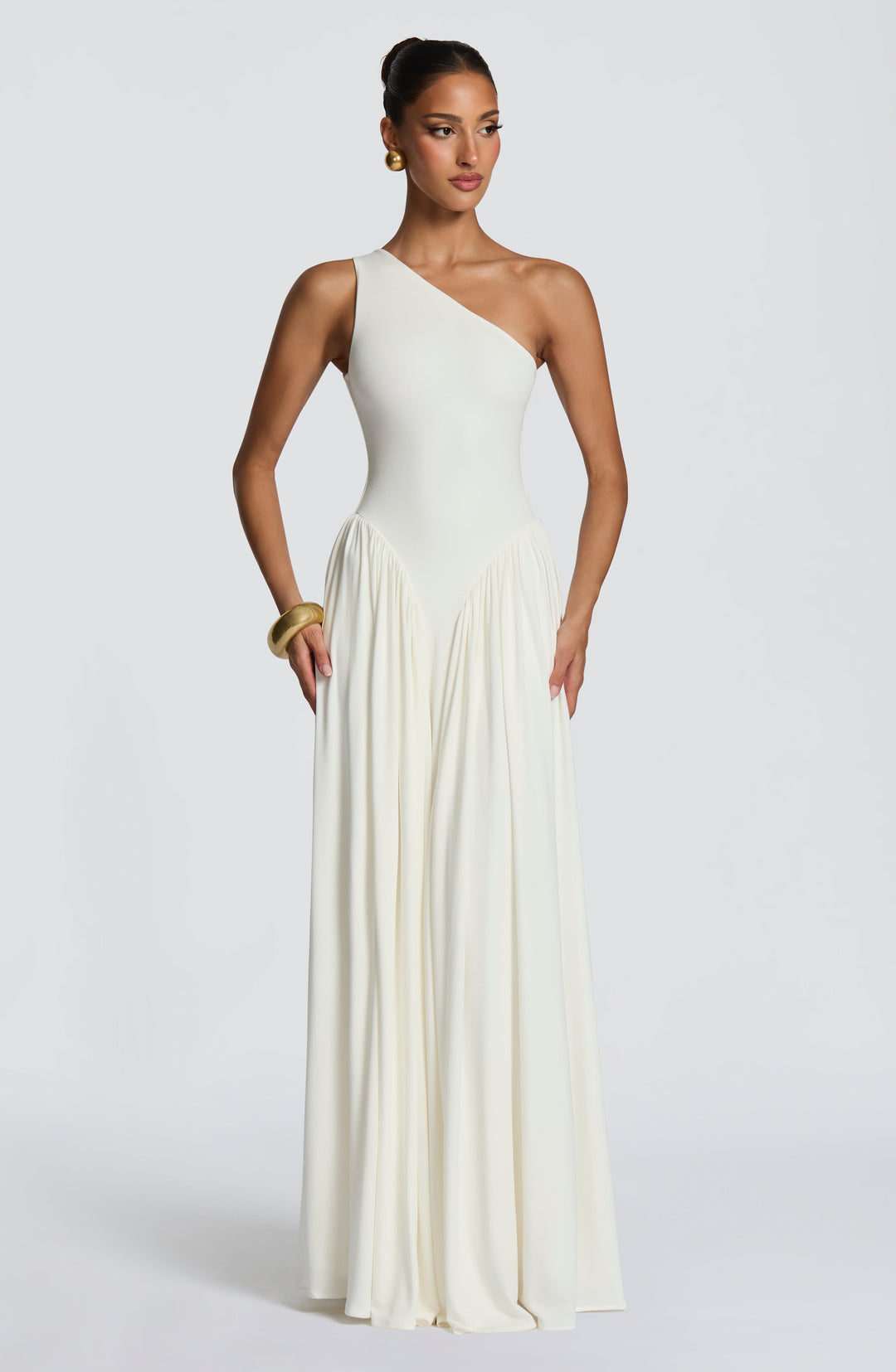 Vespera | One-Shoulder Maxi Dress - Ivory