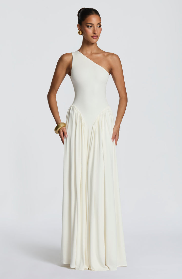 Vespera | One-Shoulder Maxi Dress - Ivory