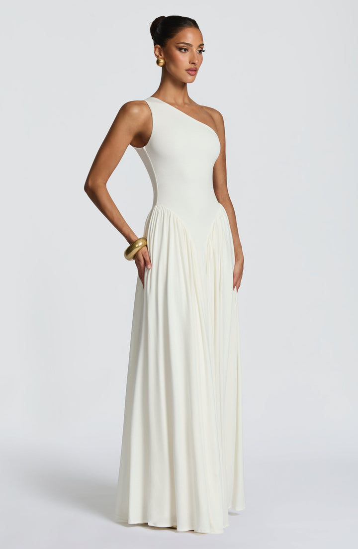 Vespera | One-Shoulder Maxi Dress - Ivory