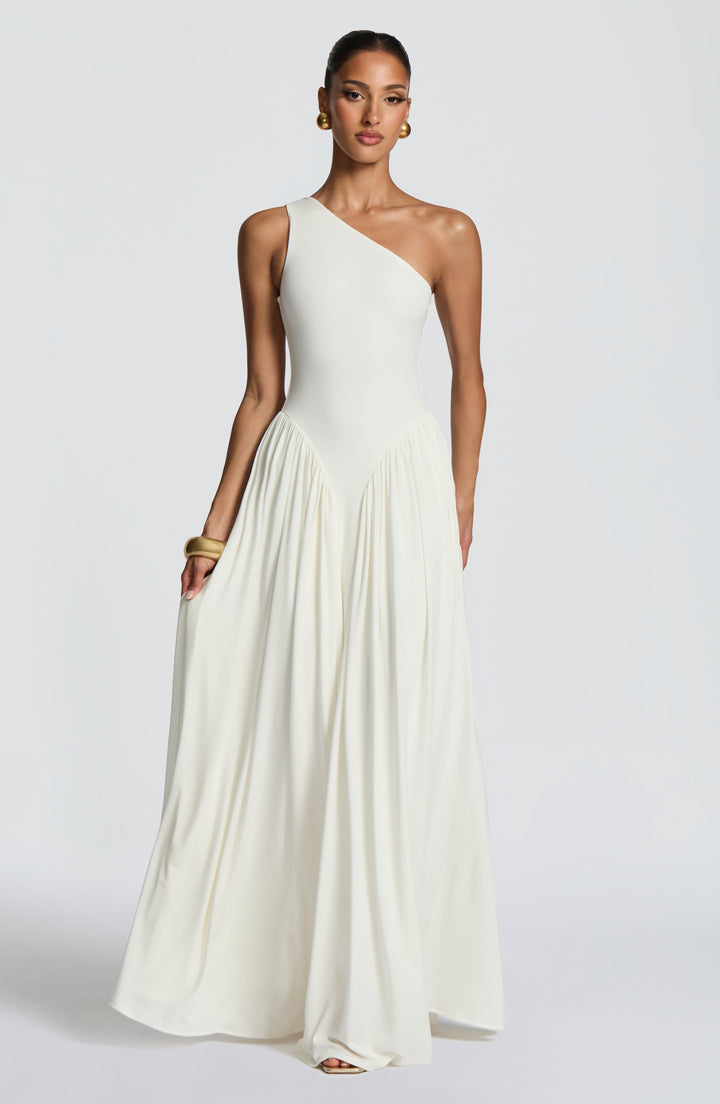 Vespera | One-Shoulder Maxi Dress - Ivory