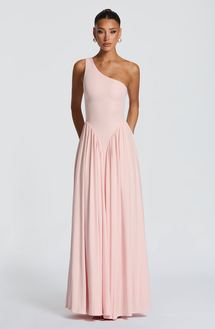 Vespera | One-Shoulder Maxi Dress - Blush