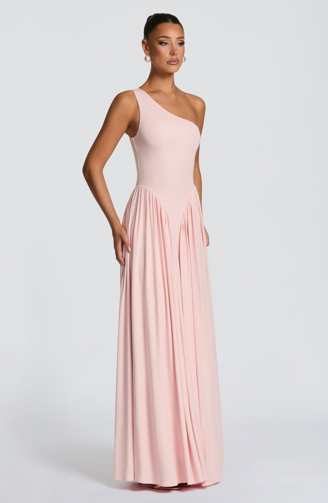 Vespera | One-Shoulder Maxi Dress - Blush