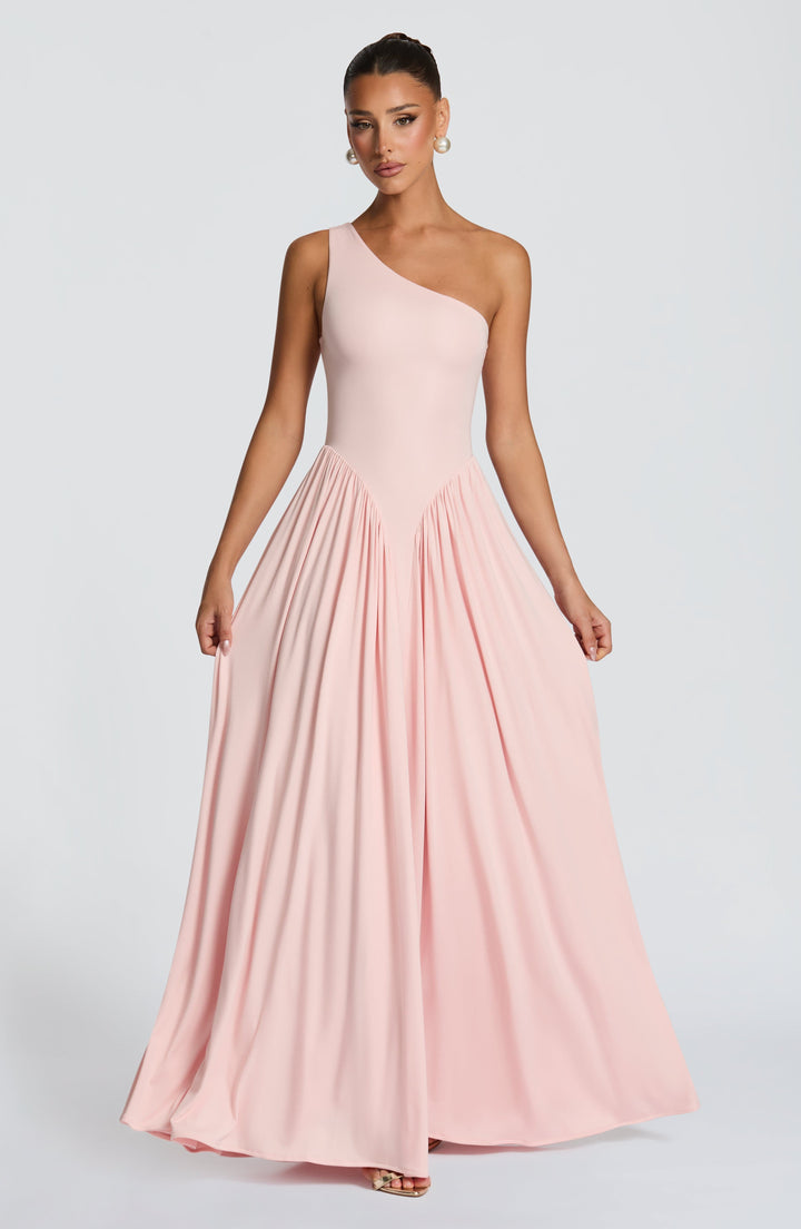 Vespera | One-Shoulder Maxi Dress - Blush