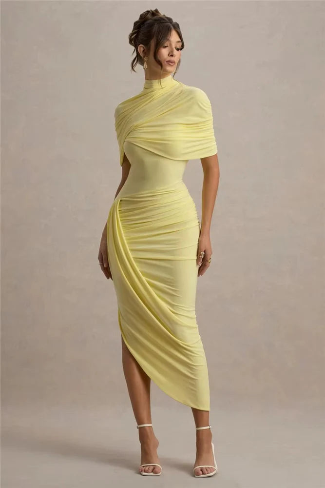 Lyra | Bodycon Maxi Dress - Yellow