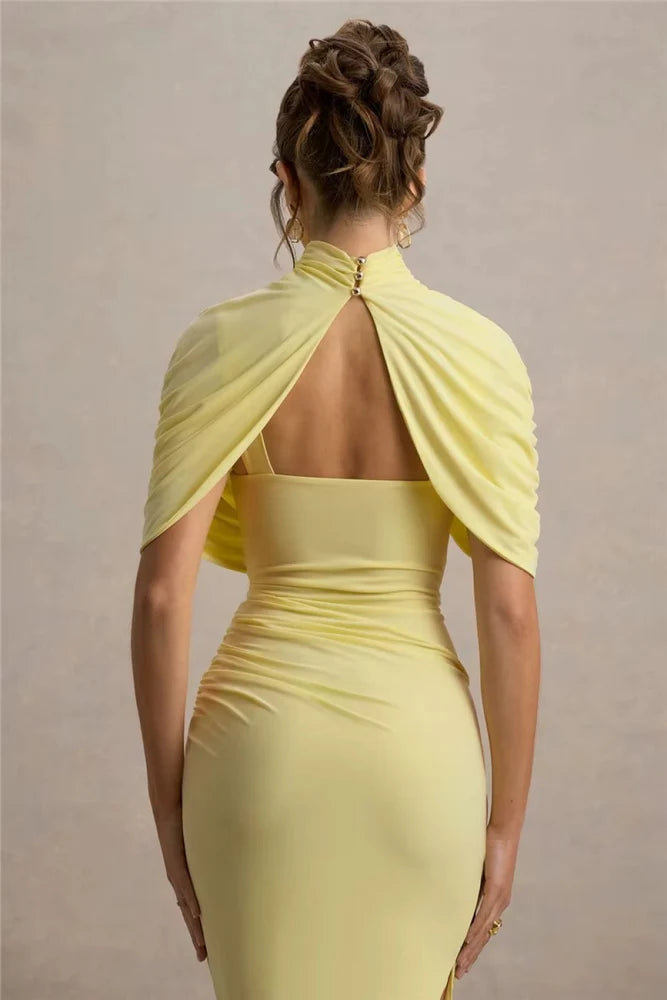 Lyra | Bodycon Maxi Dress - Yellow