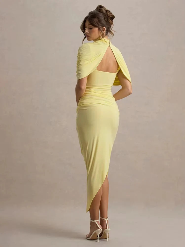 Lyra | Bodycon Maxi Dress - Yellow