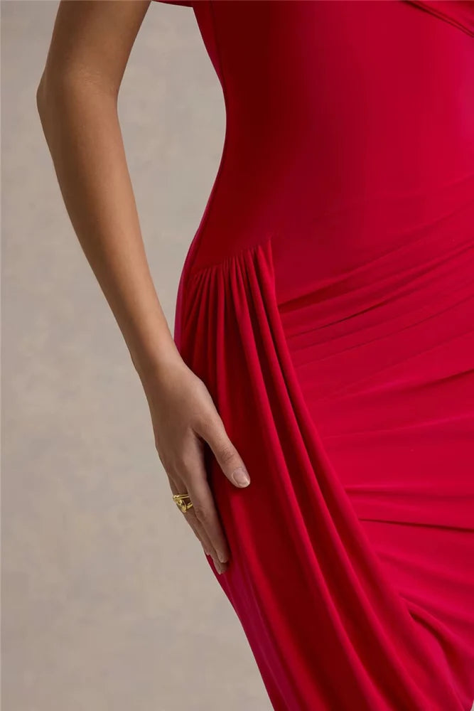 Lyra | Bodycon Maxi Dress - Red