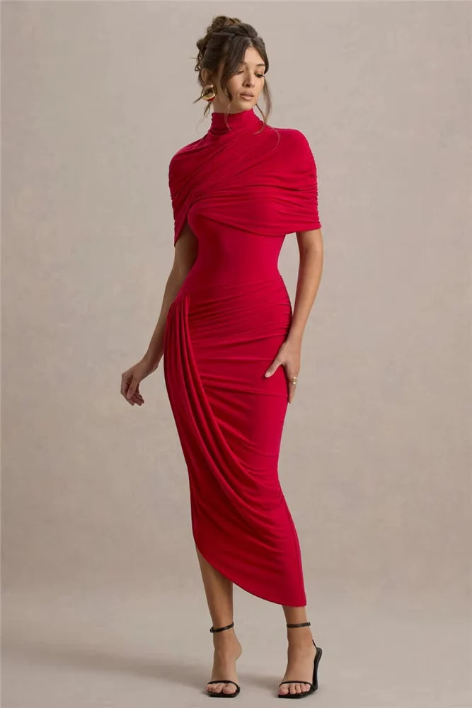 Lyra | Bodycon Maxi Dress - Red