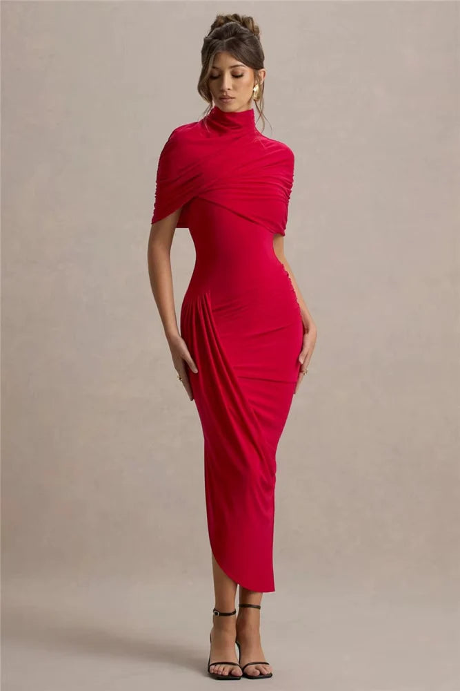 Lyra | Bodycon Maxi Dress - Red