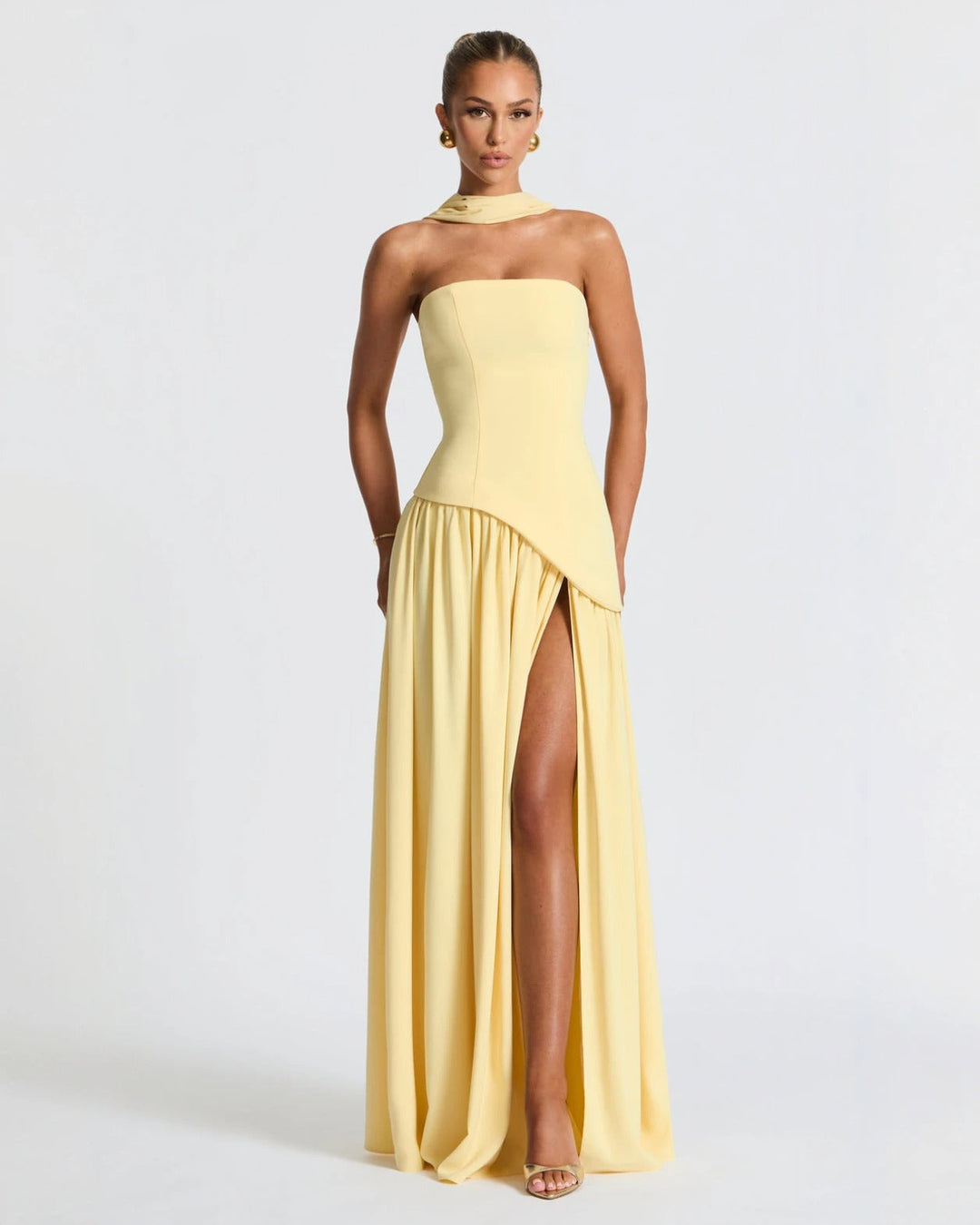 Elara | Sculpted Halter Maxi Dress
