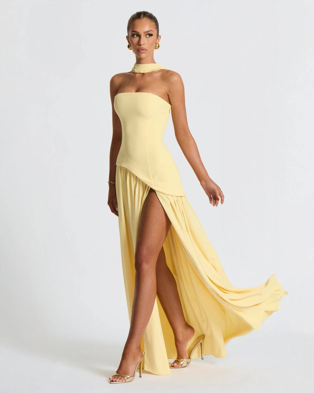 Elara | Sculpted Halter Maxi Dress