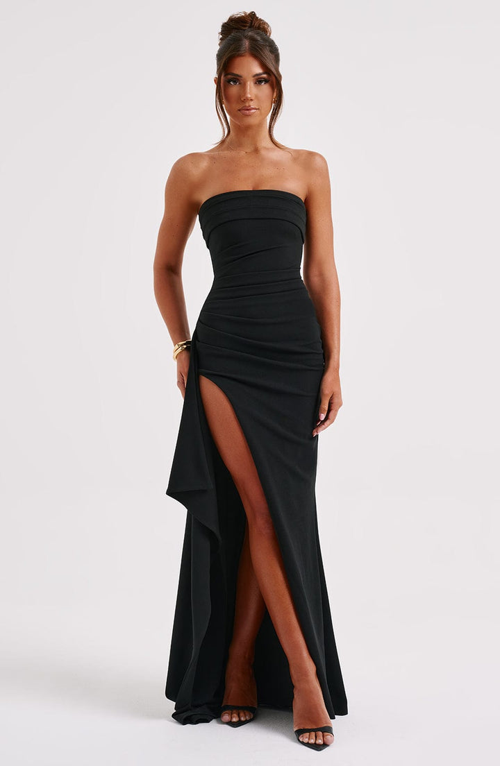 Zafira | Ruched Maxi Dress - Black