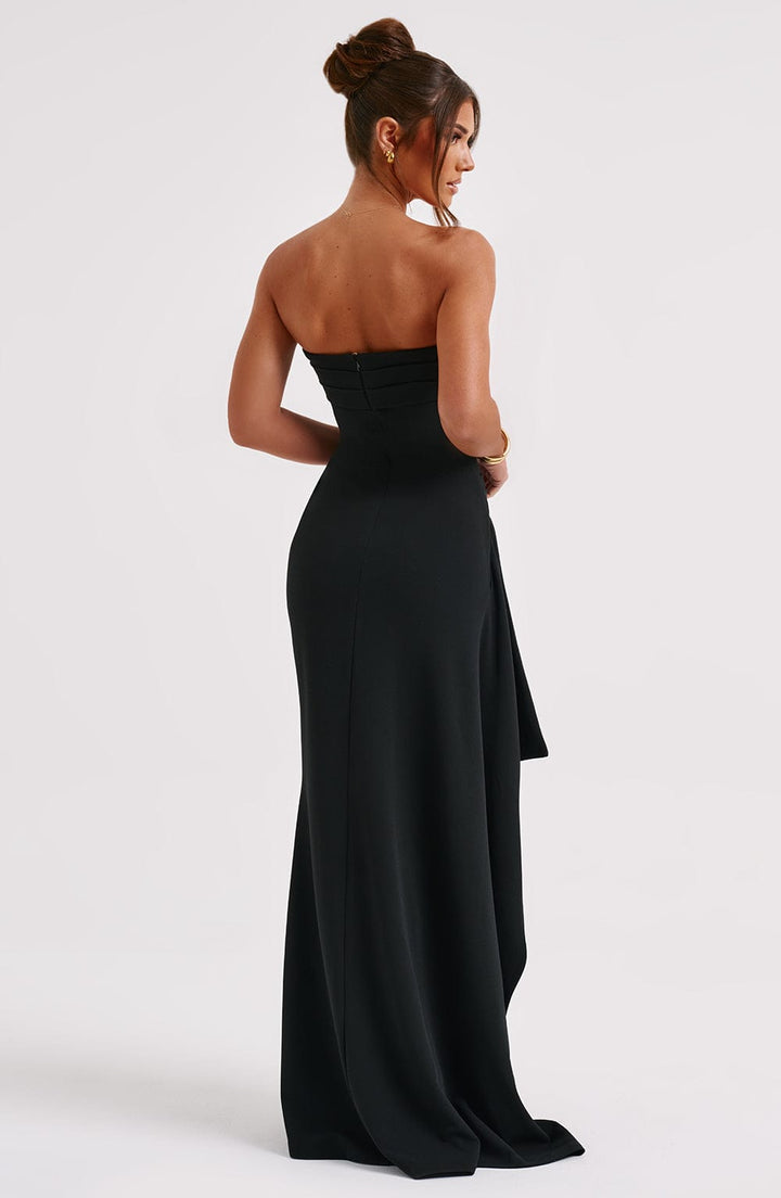 Zafira | Ruched Maxi Dress - Black