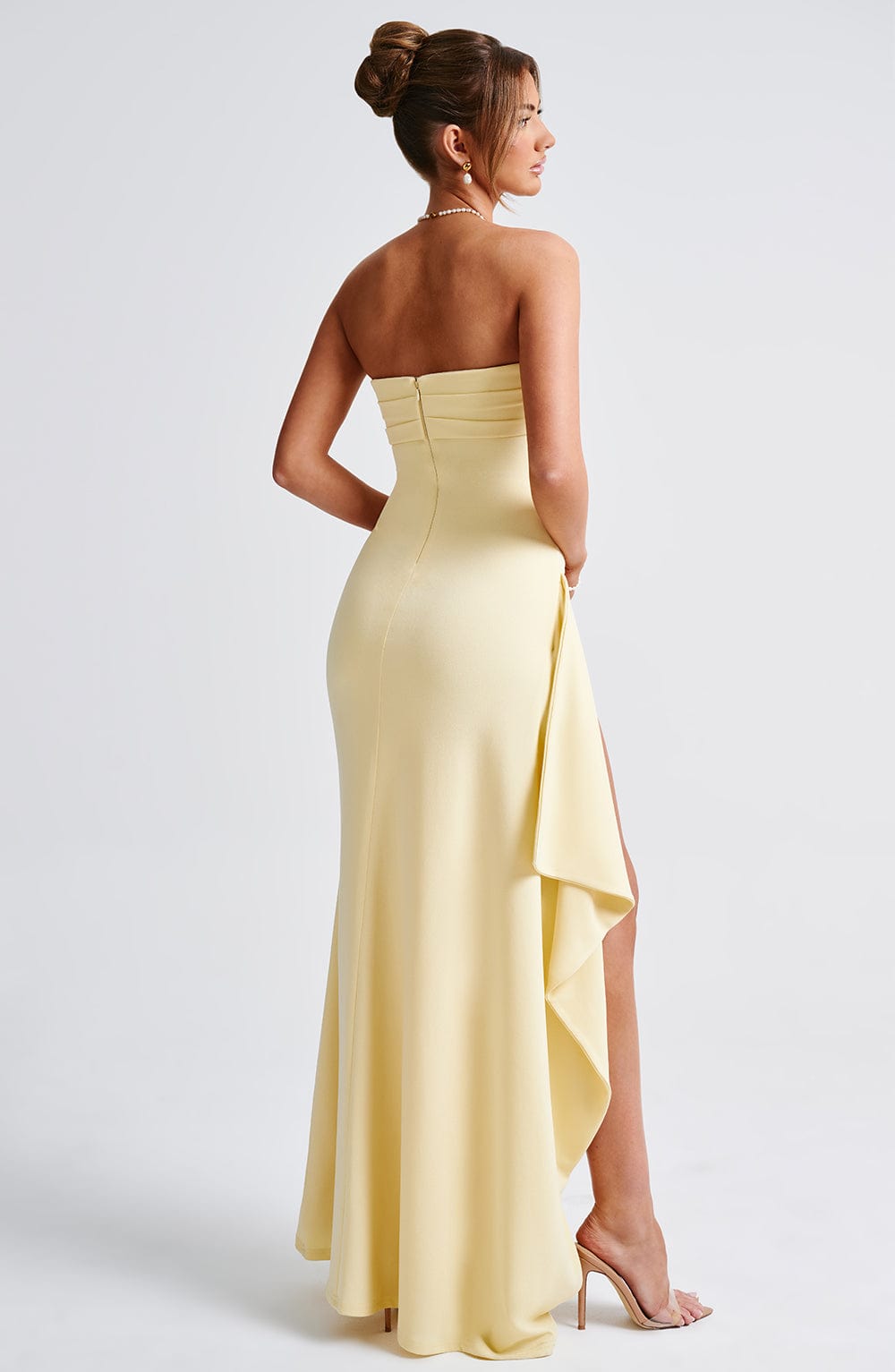 Zafira | Ruched Maxi Dress - Lemon