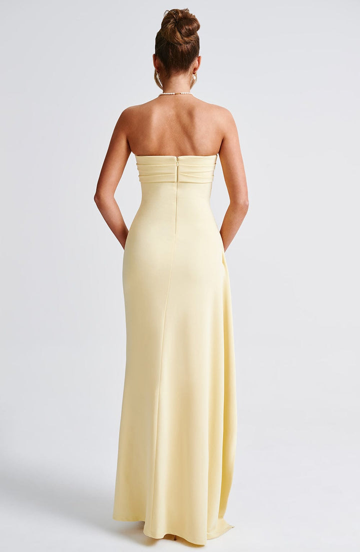 Zafira | Ruched Maxi Dress - Lemon
