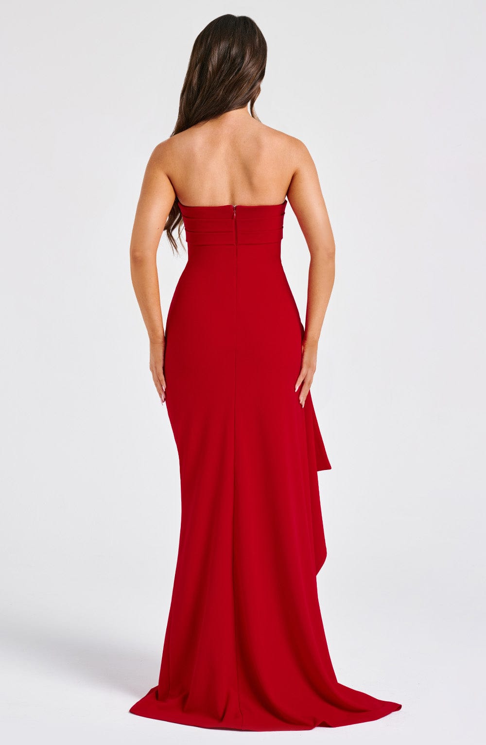 Zafira | Ruched Maxi Dress - Red