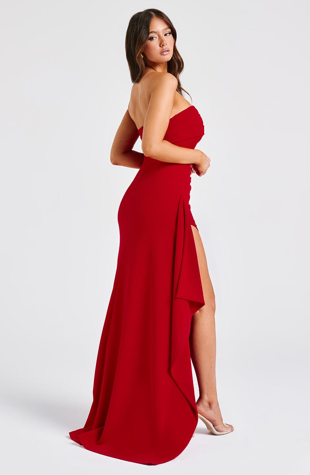 Zafira | Ruched Maxi Dress - Red